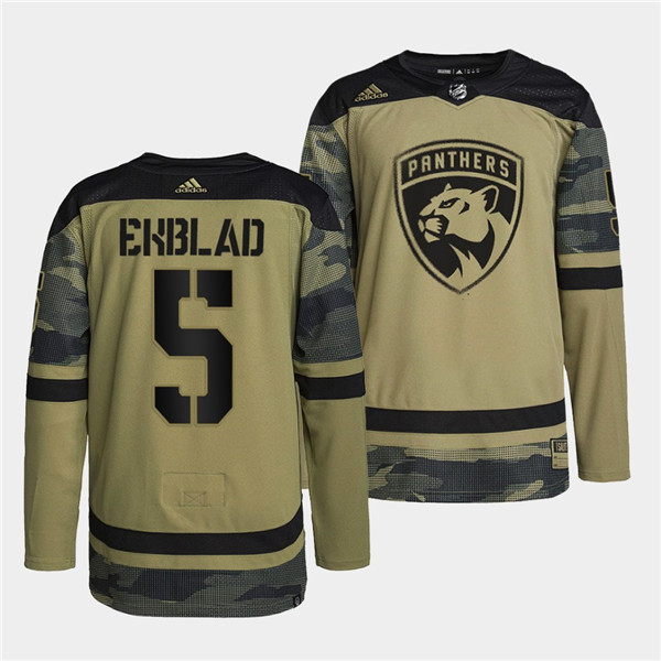 Men's Night Florida Panthers #5 Aaron Ekblad 2022 Camo Military Appreciation Stitched Jersey